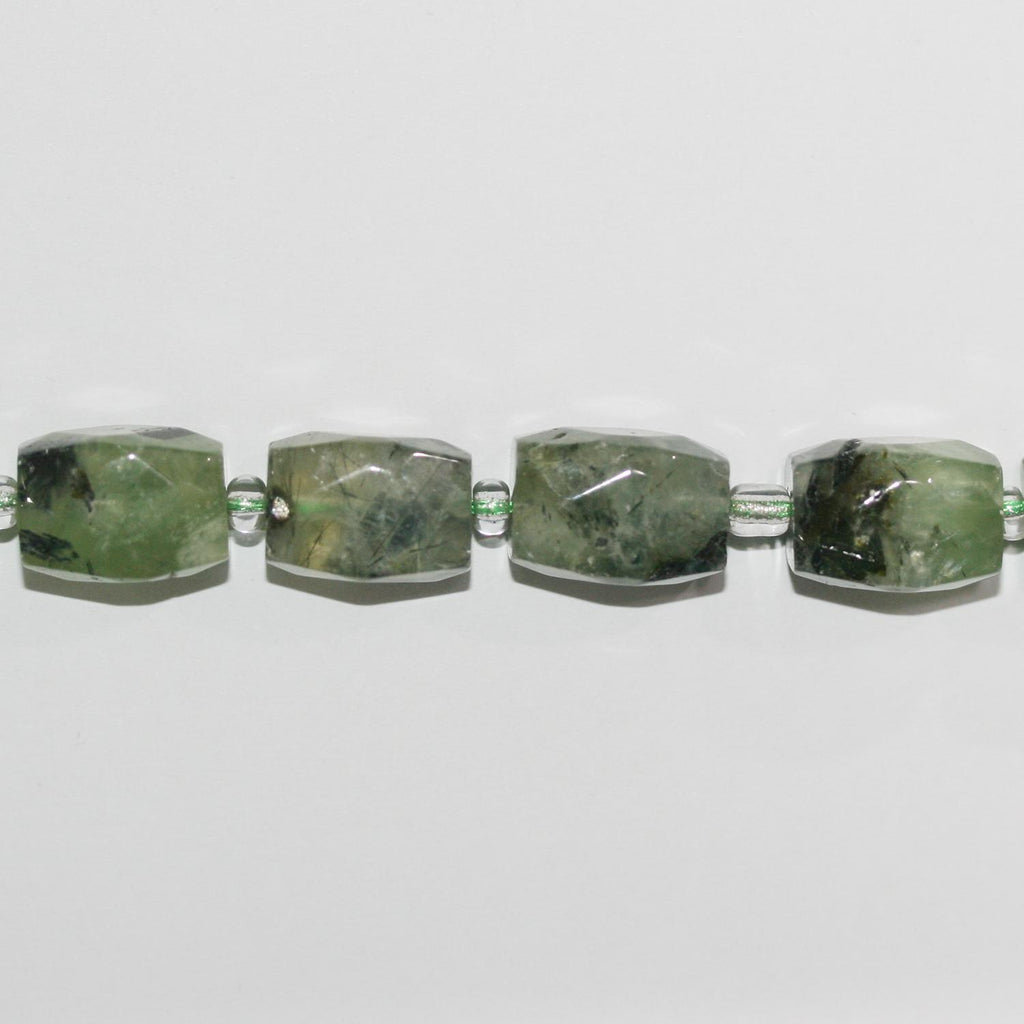 Perles de tonneau à facettes en préhnite de 14 pouces, 16 x 12 mm - Fil de 38 cm.