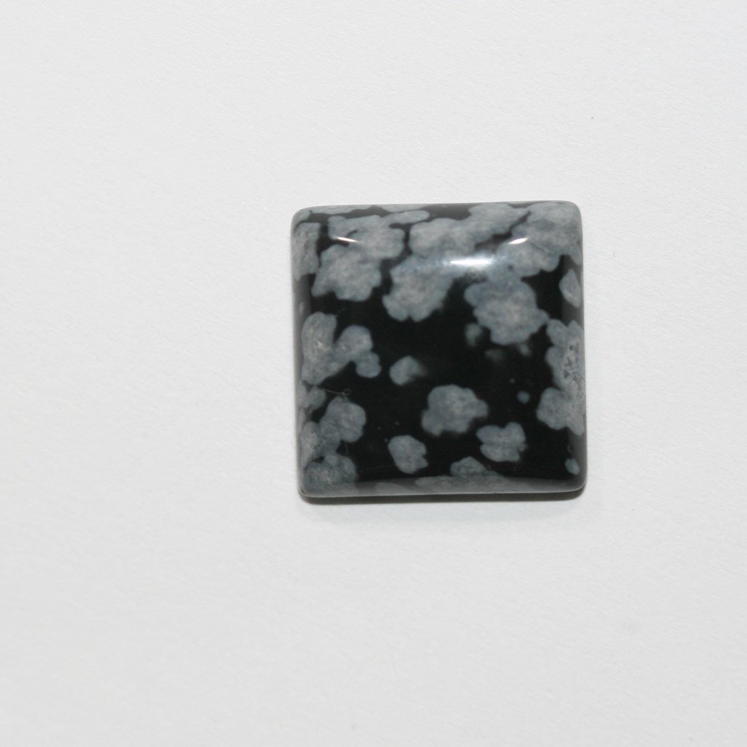 Lot de 6 cabochons carrés lisses en obsidienne Nevada (6 pièces) de 14 mm