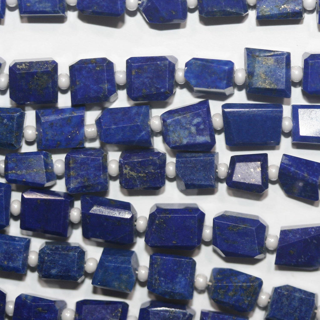 14" St Lapis Lazuli Irregular Faceted Square Beads  6-7mm.Approx-Strand 36cm.-Item.12476