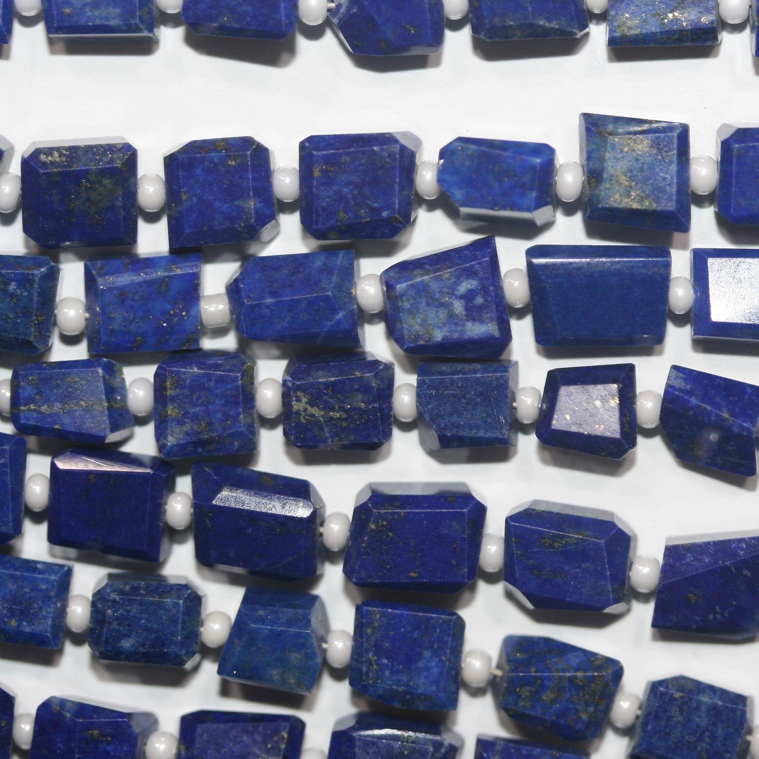 14" St Lapis Lazuli Irregular Faceted Square Beads  6-7mm.Approx-Strand 36cm.-Item.12476