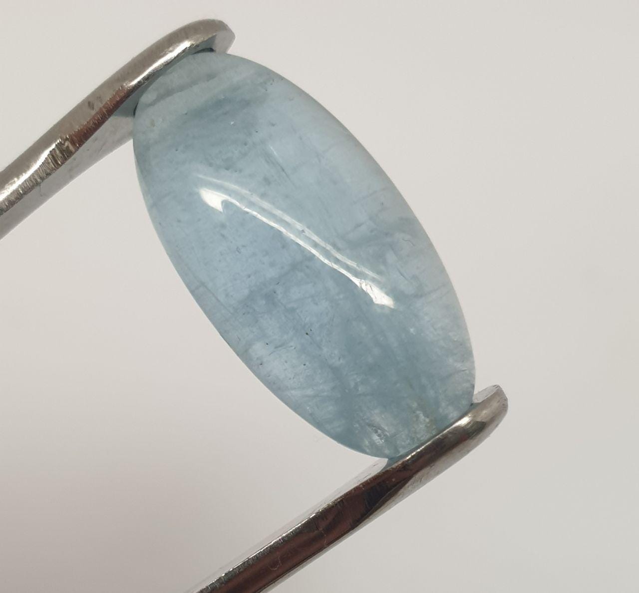 Blue Great Aquamarine 21.6x10.8x5.2mm Oval Long Cabochon. Aquamarine 11.11Cts Loose Gemstone Cabochon.