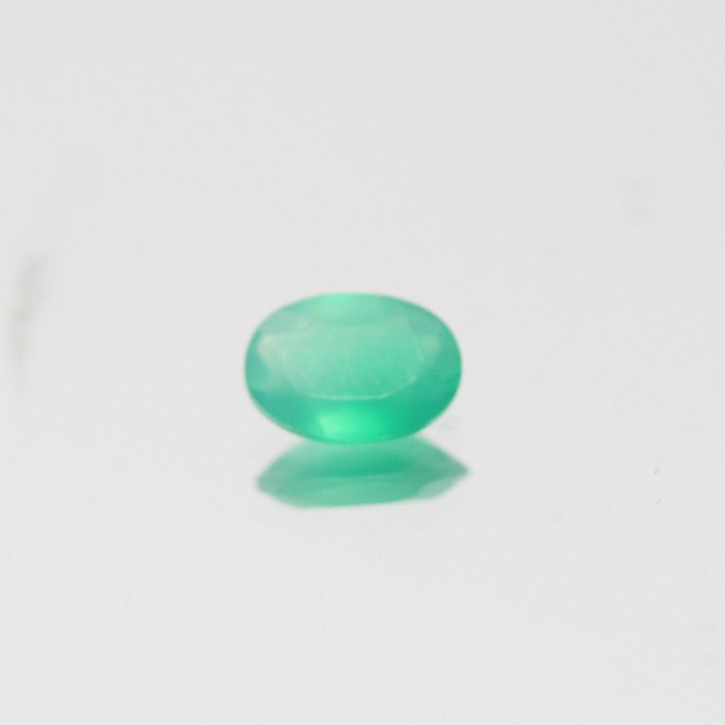 Lot de 10 pierres ovales à facettes en onix vert 7x5mm. - Pierres précieuses de qualité supérieure, vente en gros.