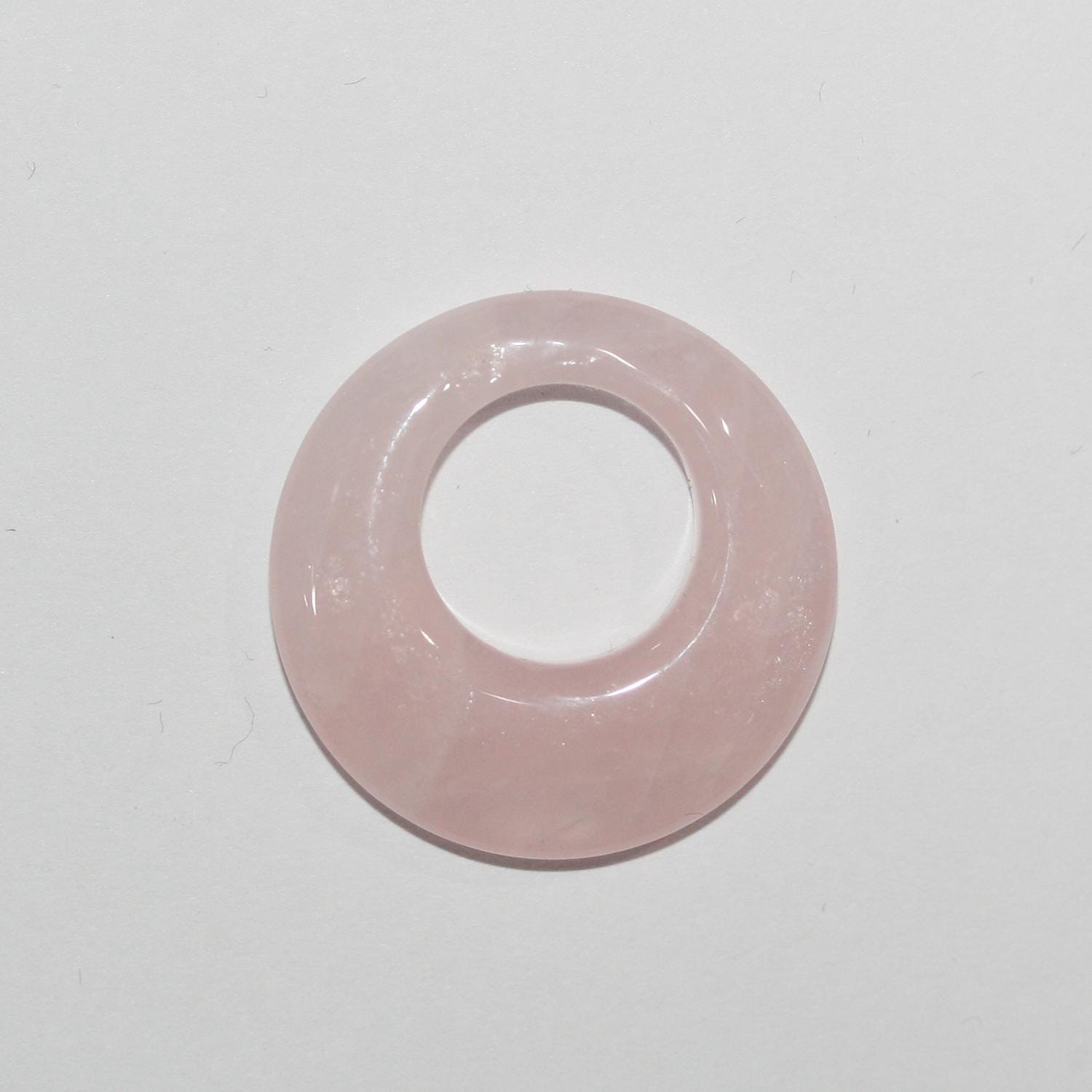 Pendentif rond lisse en quartz rose 25 mm