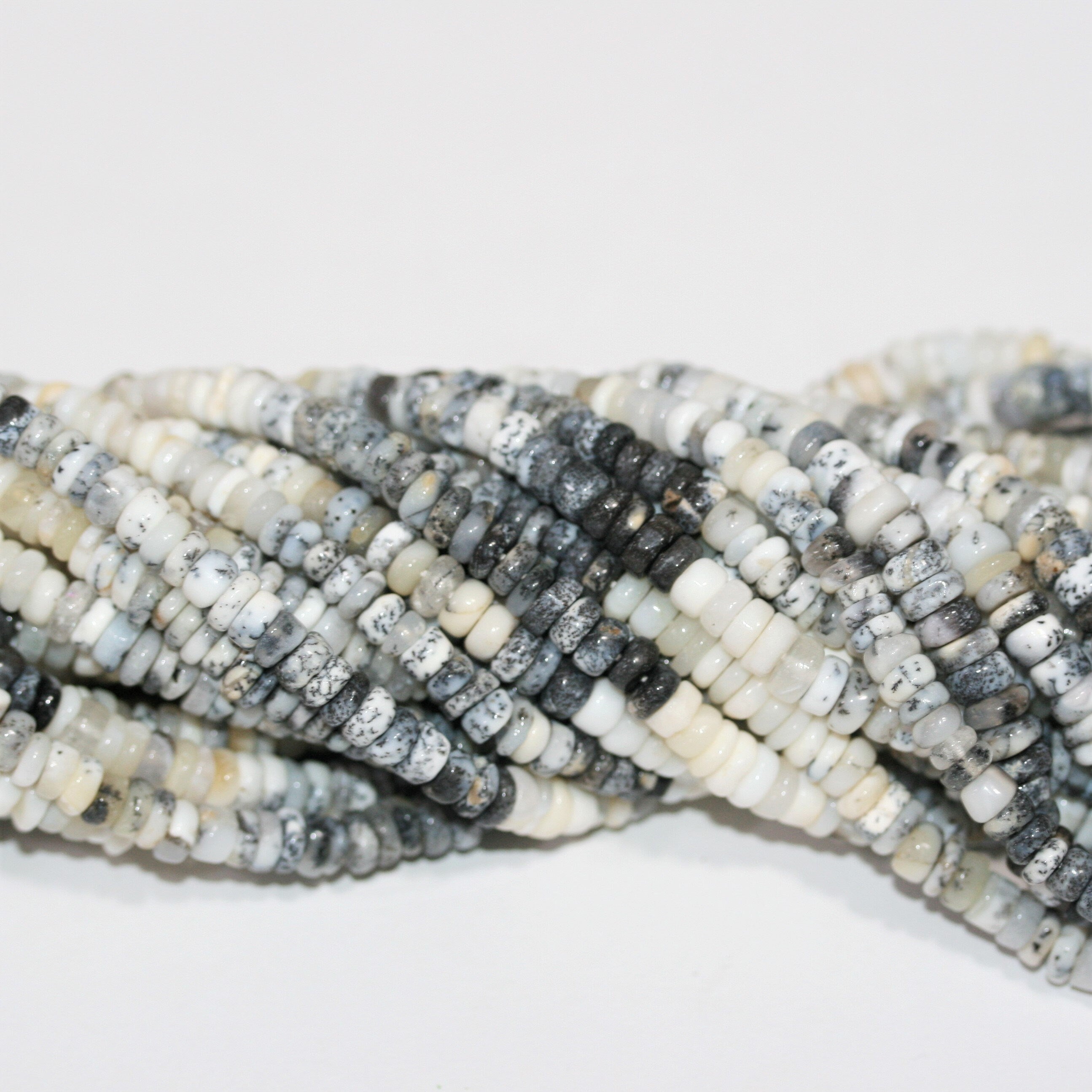 16" St Cuentas de disco liso de ópalo dendrítico 5x2 mm - Hilo de 40 cm.