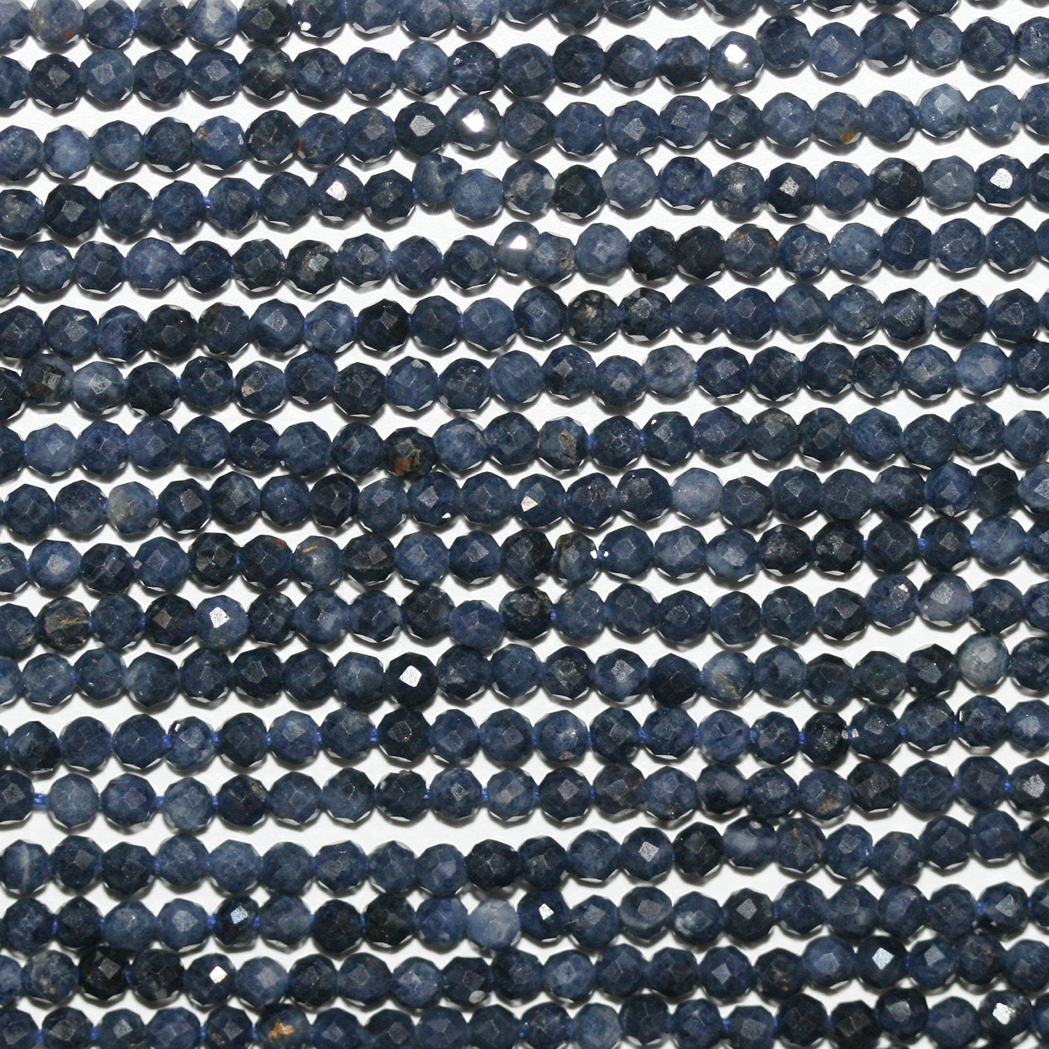 12" St Sapphire Faceted Round Beads 2mm.-Strand 32cm.