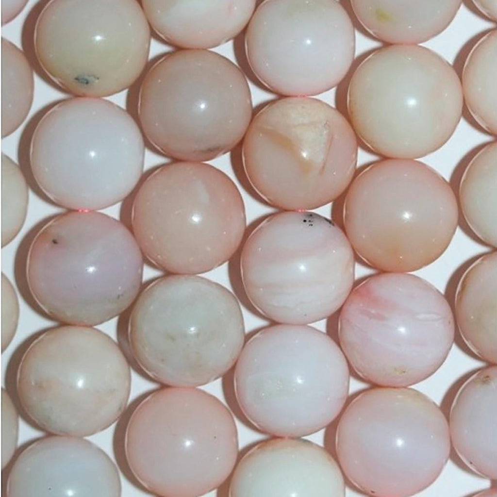 Cuentas redondas lisas de ópalo rosa de 40 cm (9-10 mm) - Hilo de 40 cm