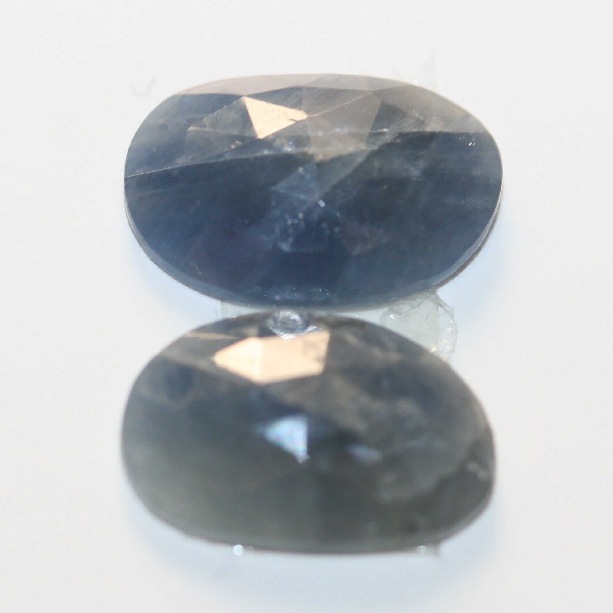 1 Pair Natural Untreated Blue Sapphire 15.5x10.5mm Cabochons Faceted Oval 13.1ct- Natural Gemstones Jewelry Supplier