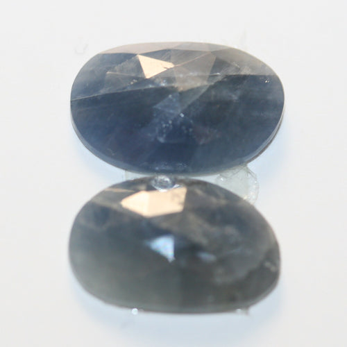 1 Pair Natural Untreated Blue Sapphire 15.5x10.5mm Cabochons Faceted Oval 13.1ct- Natural Gemstones Jewelry Supplier