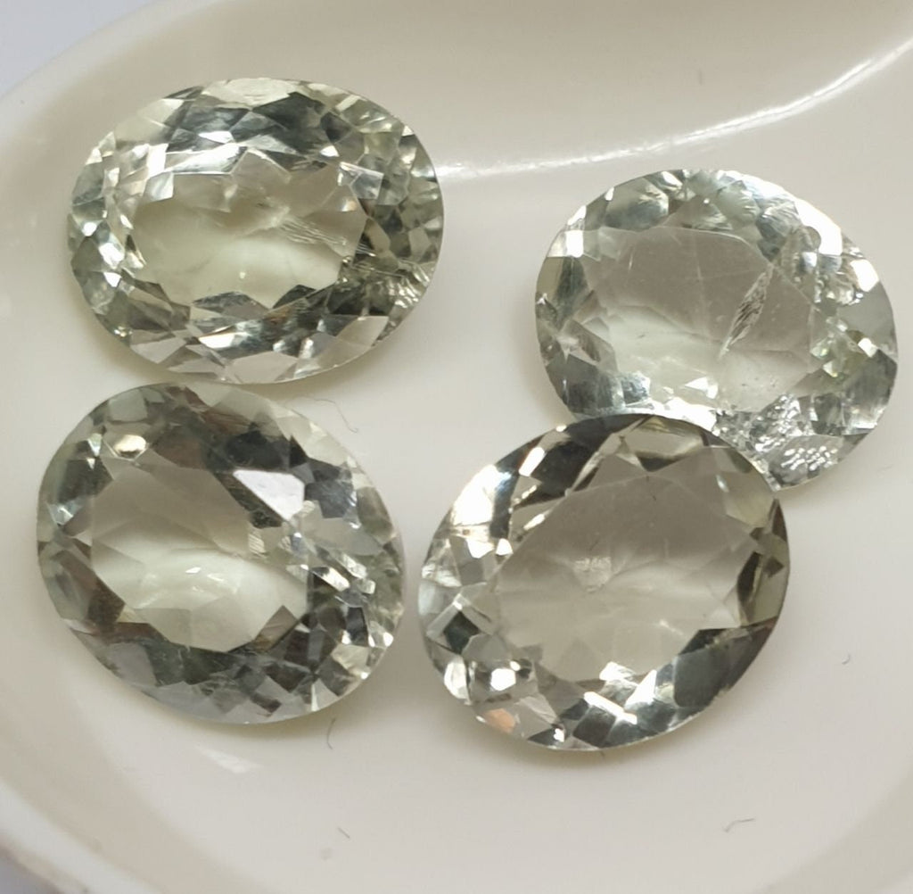 Lote de 4 piezas de prasiolita facetada ovalada de 11 x 9 mm (4 piezas) - Artículo 195LO