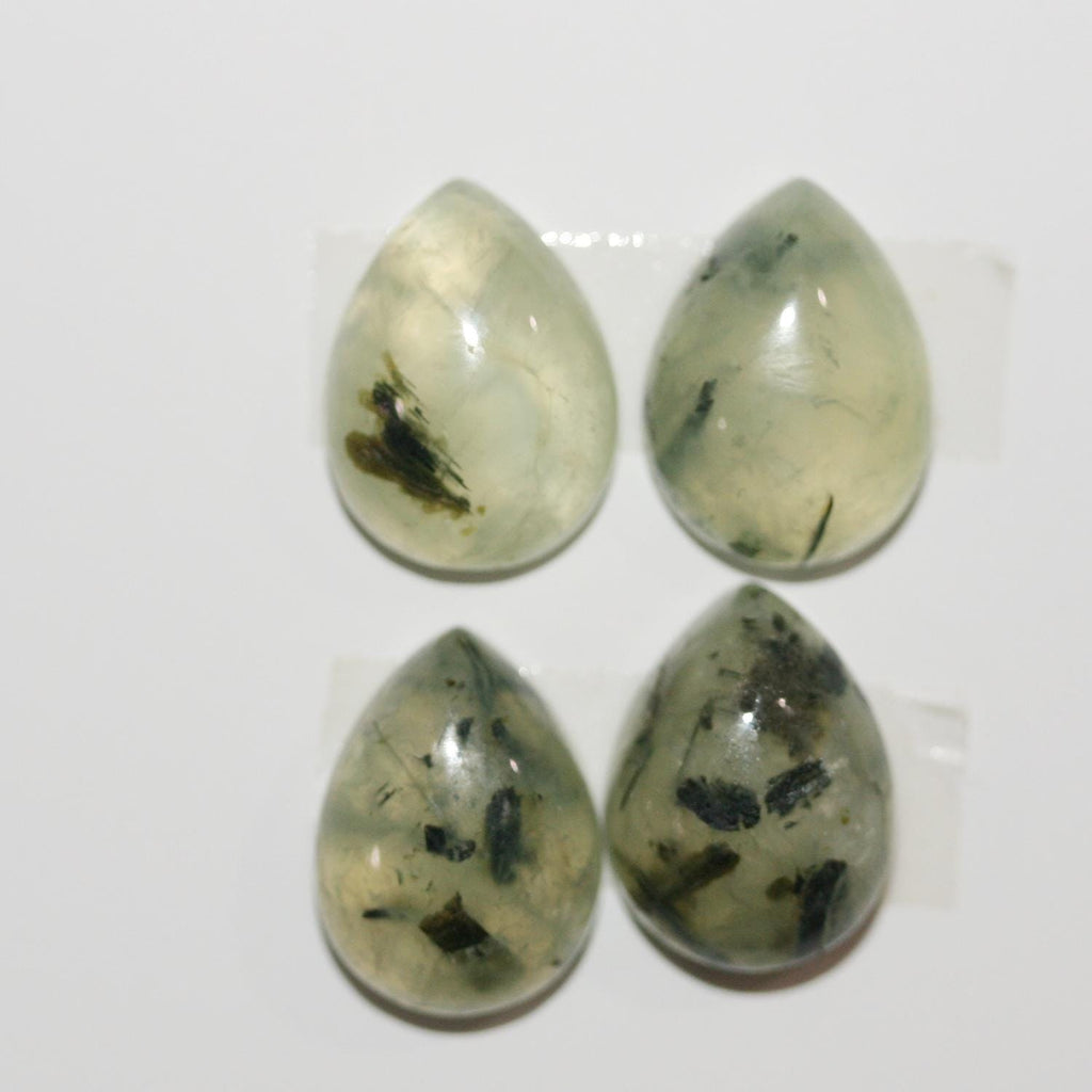 Lote de 4 cabujones de prehnita en forma de gota, 16 x 12 mm (4 unidades)