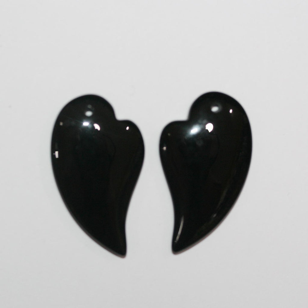 Pendentif feuille lisse en onyx 36x22mm.( 1 paire )