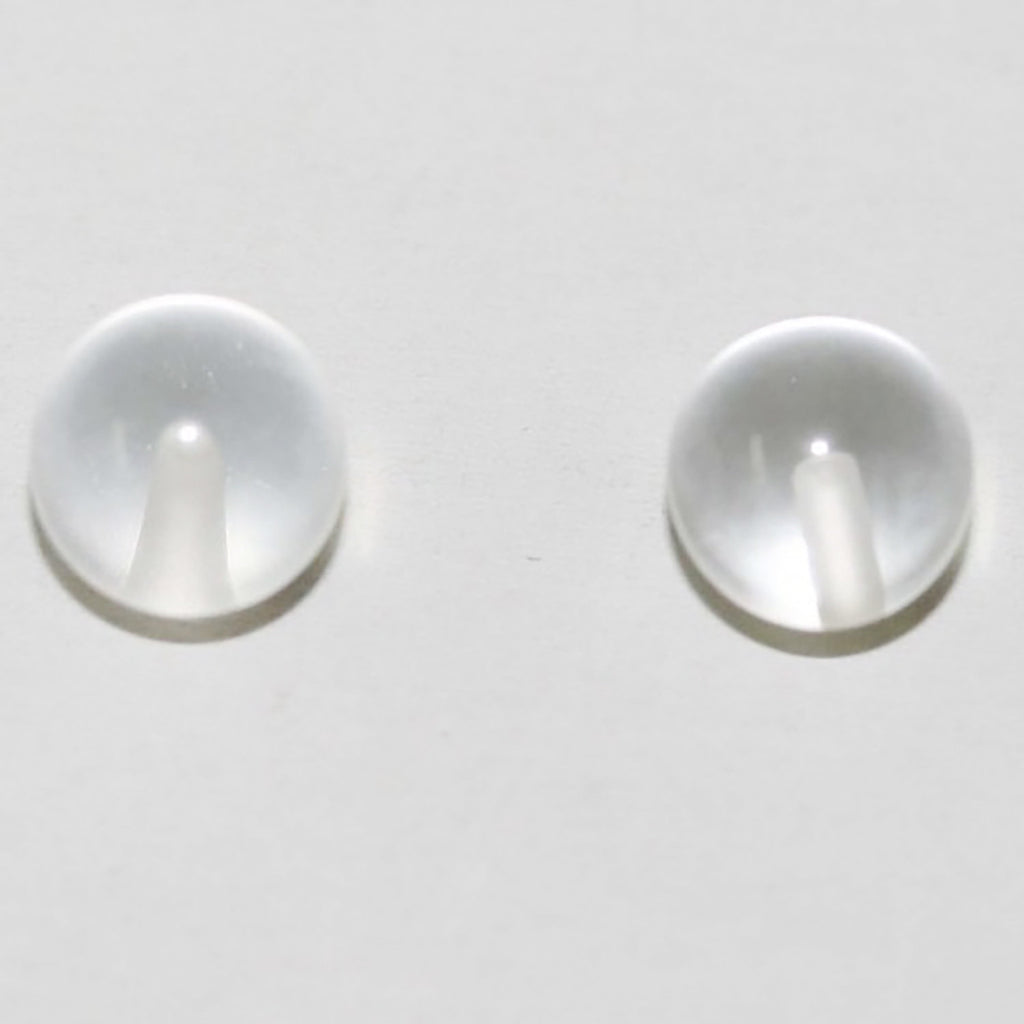 Perles rondes en quartz cristal de roche semi-percées de 10 mm (2 paires).