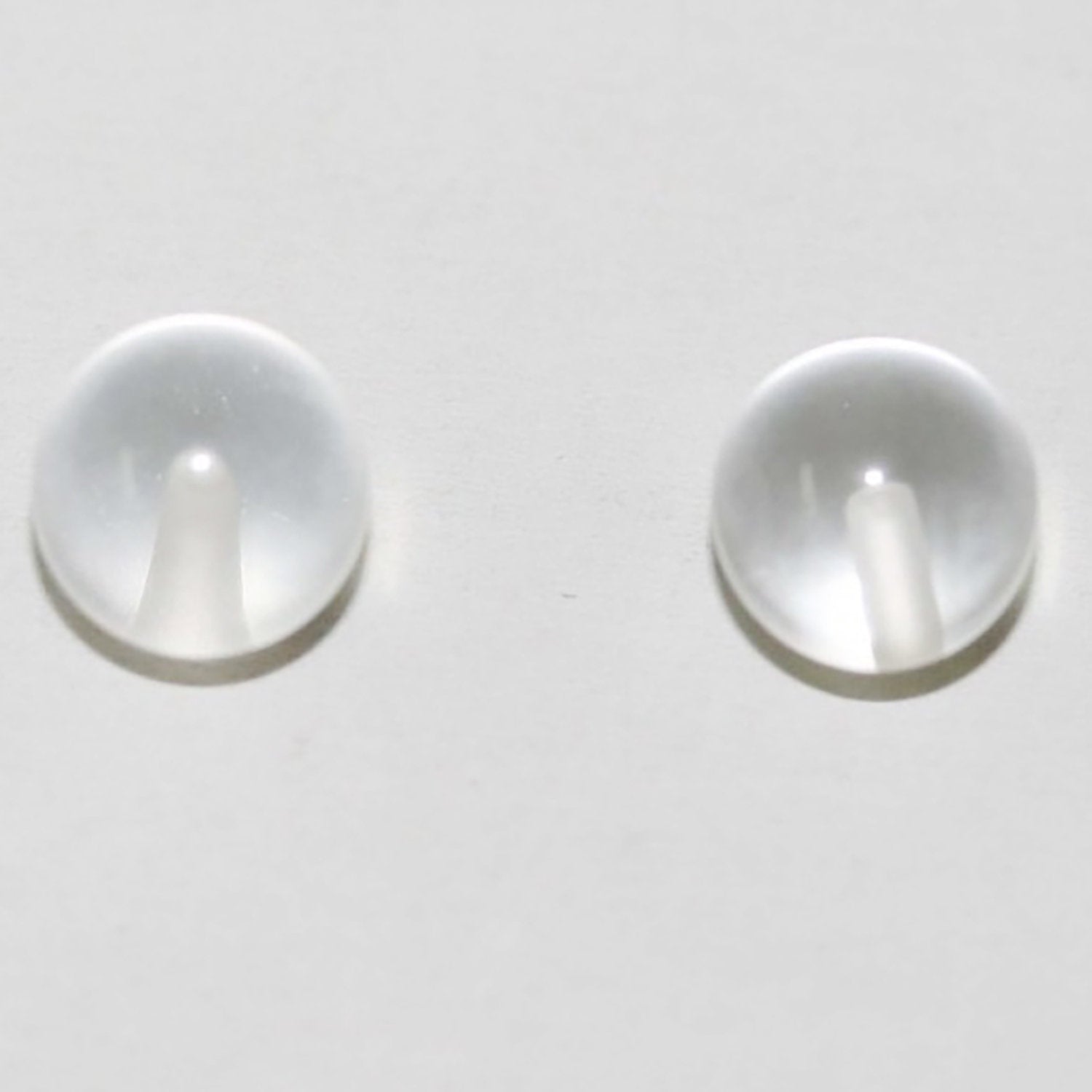 Perles rondes en quartz cristal de roche semi-percées de 10 mm (2 paires).