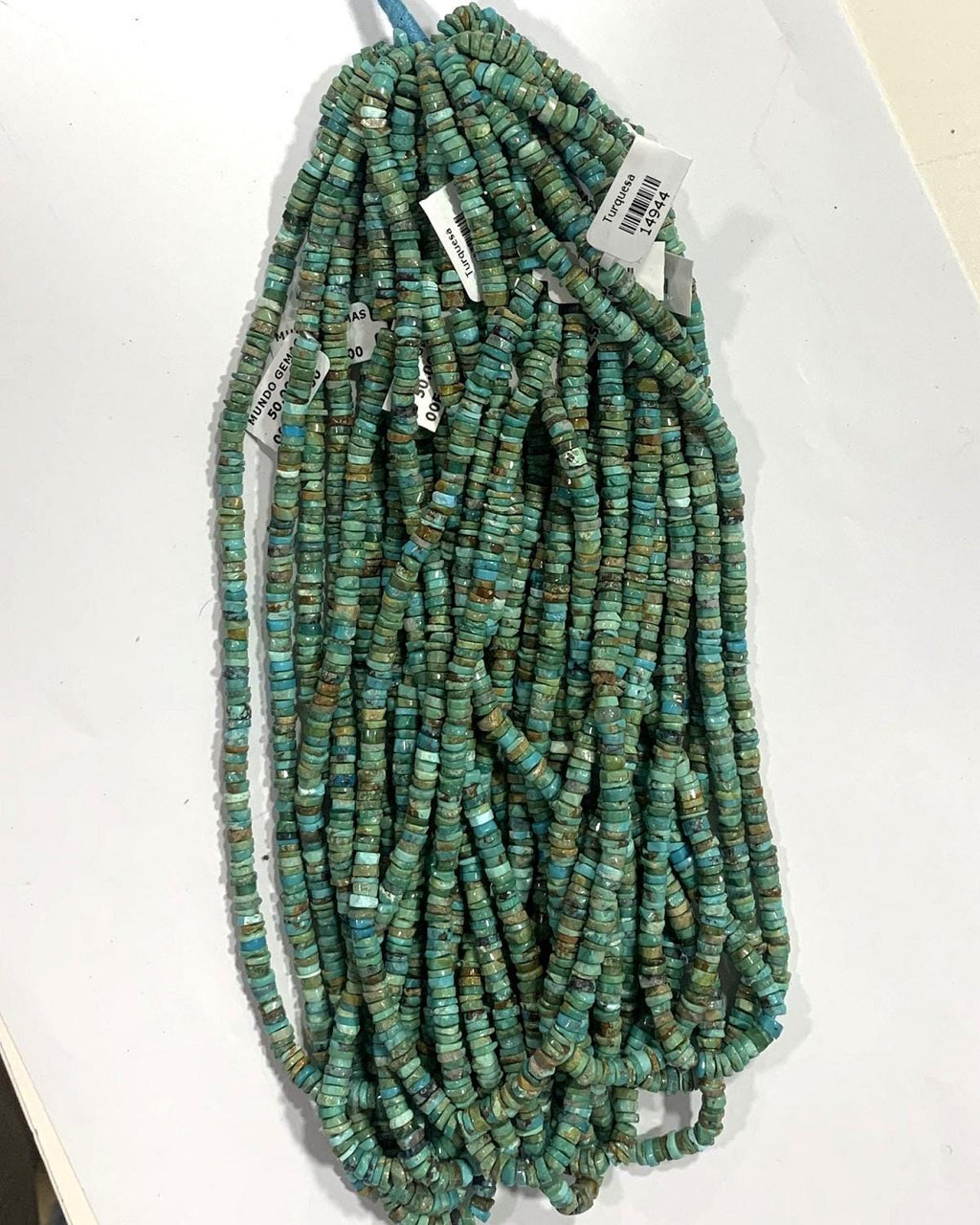 Cuentas facetadas de turquesa de 40 cm (16"), 4,5 x 1,5 mm. Aprox. - Hilo de 40 cm. - Artículo 14944