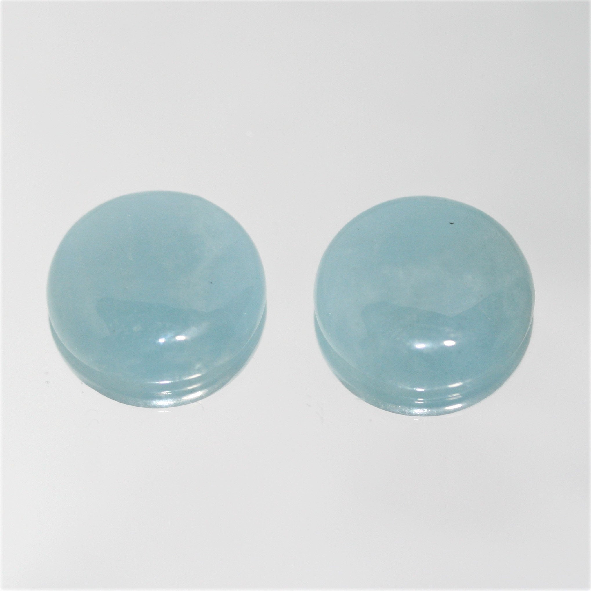 Aquamarine Smooth Round Cabochon 20mm. (2 pieces).