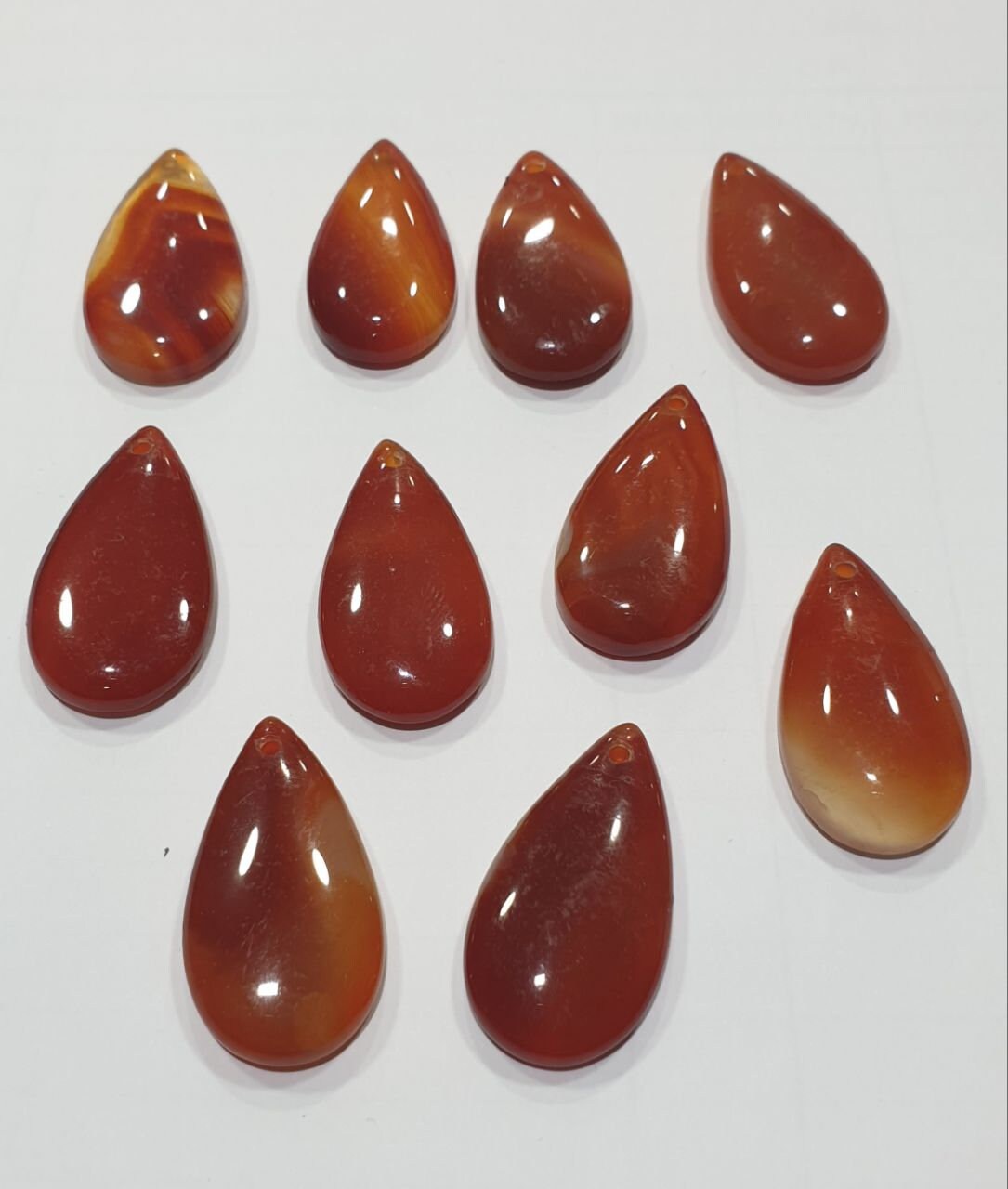 Pendentif goutte en cornaline naturelle 34 x 18 mm - Agate rouge