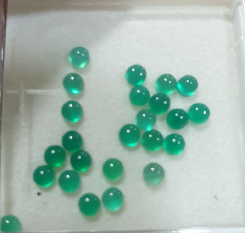 Lote de 24 cabujones redondos de ágata verde de 3 mm (24 piezas)