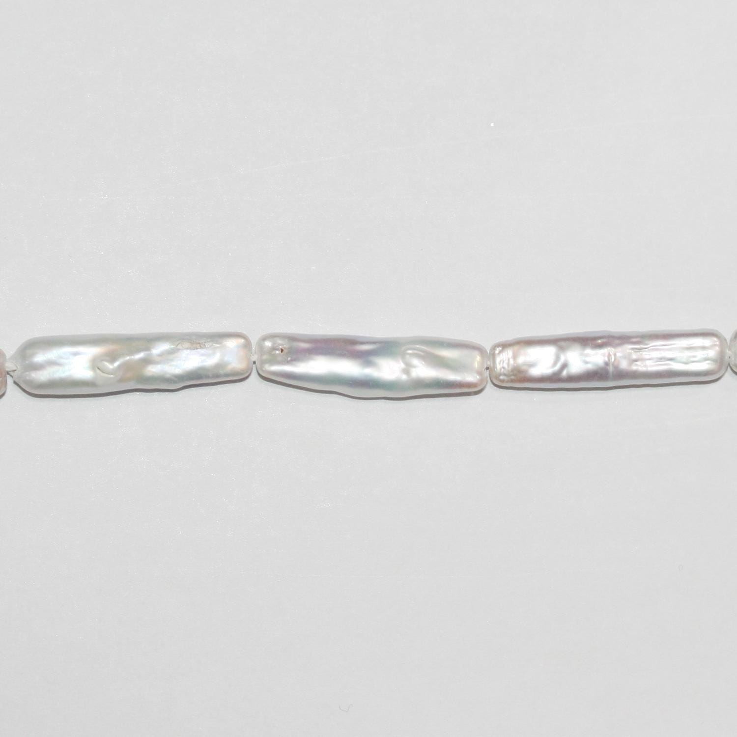 Perla Biwas de agua dulce de 16" (aprox. 24 x 5 mm) - Hilo de 40 cm - Precios al por mayor de perlas naturales