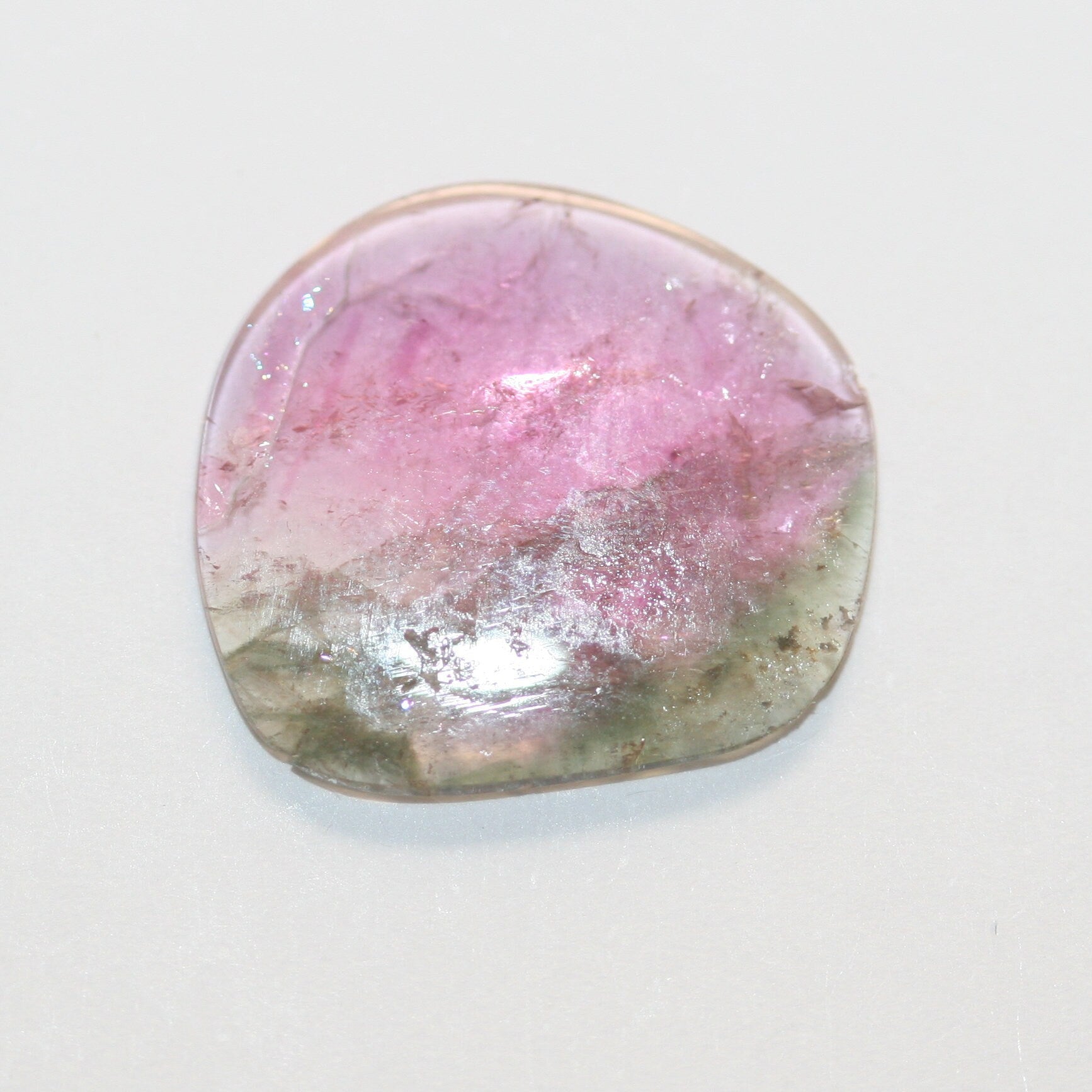 Watermelon Tourmaline Oval Flat Cabochon 16x14.5mm.(2.9ct.)
