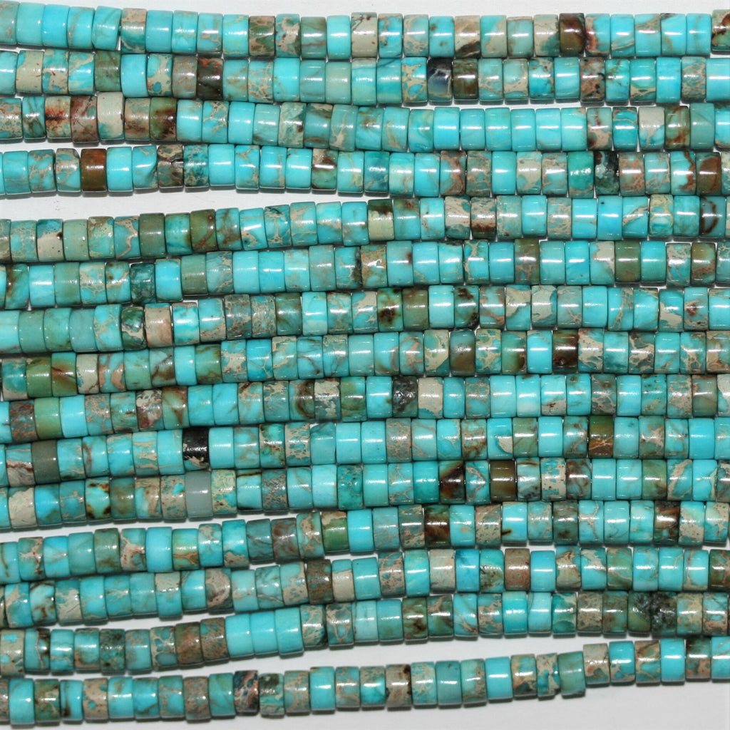 Cuentas Rondelle lisas de color turquesa St. de 16" de 4 x 2 mm - Hilo de 41 cm.