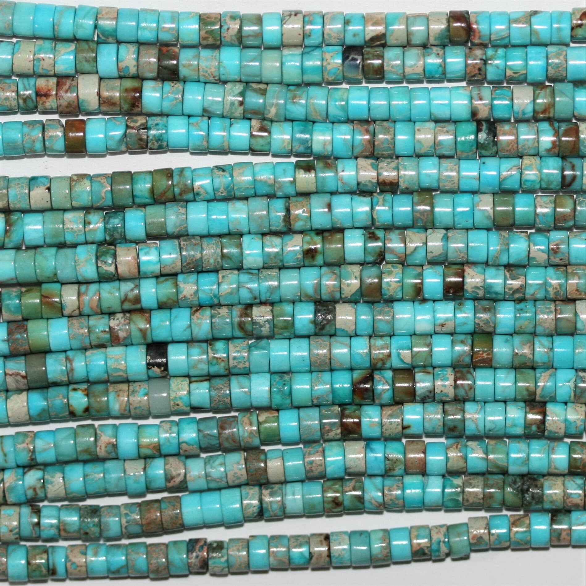 Cuentas Rondelle lisas de color turquesa St. de 16" de 4 x 2 mm - Hilo de 41 cm.