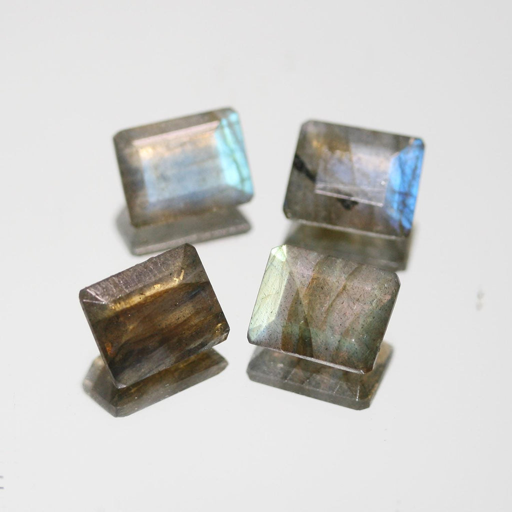 Lote de 4 piezas de labradorita facetada rectangular de 12 x 10 mm. (4 piezas)
