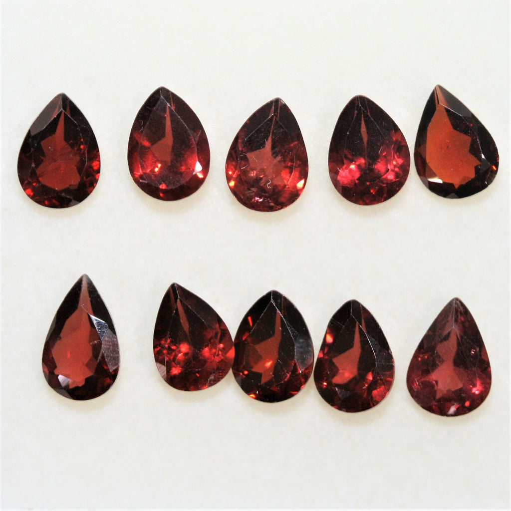 10 Pcs Lot Garnet Faceted Drop 7x5mm. (10 Pieces)