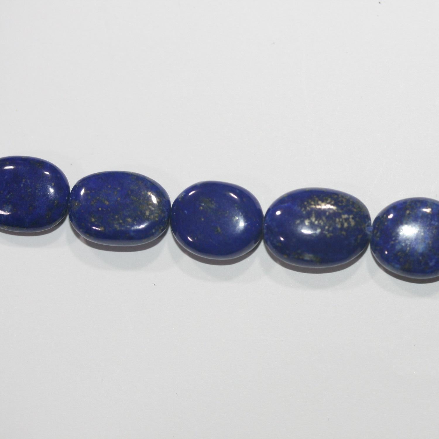 13" St Lapis Lazuli Smooth Oval Beads 16x12mm.-Strand 34cm.