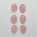 Lote de 6 cabujones ovalados de cuarzo rosa de 18 x 13 mm. (6 piezas)