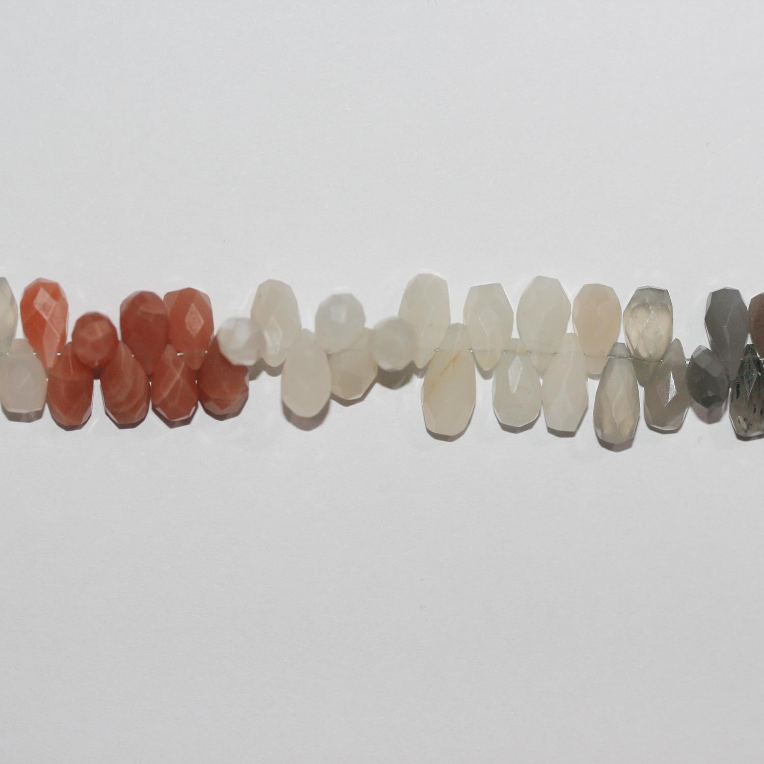 11" St Multicolor Moonstone Faceted Drop Beads 10x5mm.Approx.-Strand 28cm.