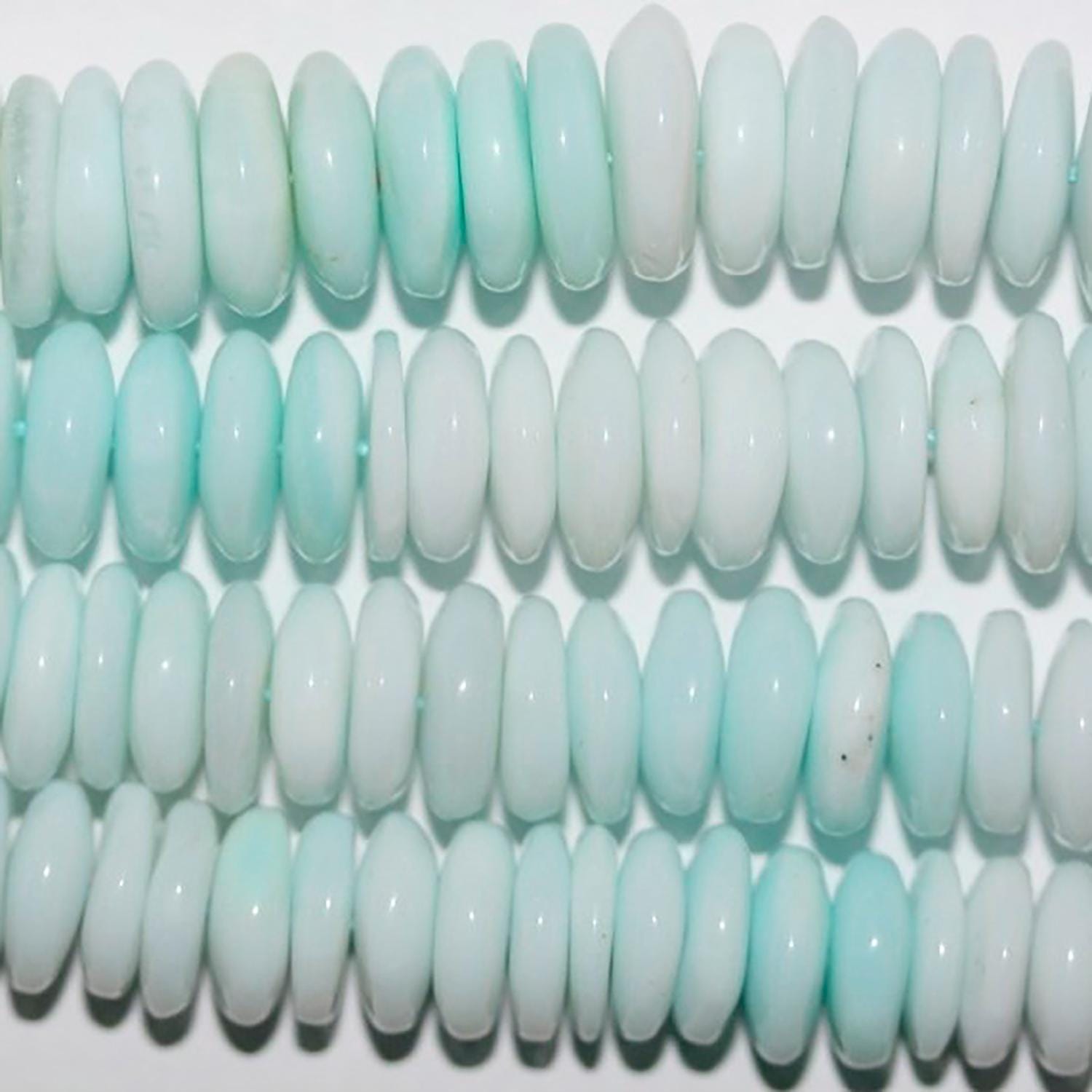 Perles rondelles lisses en opale péruvienne St, 16 pouces (10 x 3 mm). Longueur du fil : environ 40 cm.