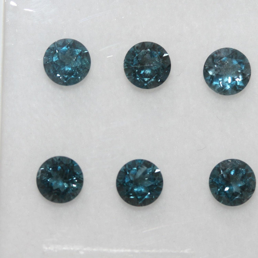 Lote de 6 topacios azules de Londres facetados y redondos de 5 mm (6 unidades)