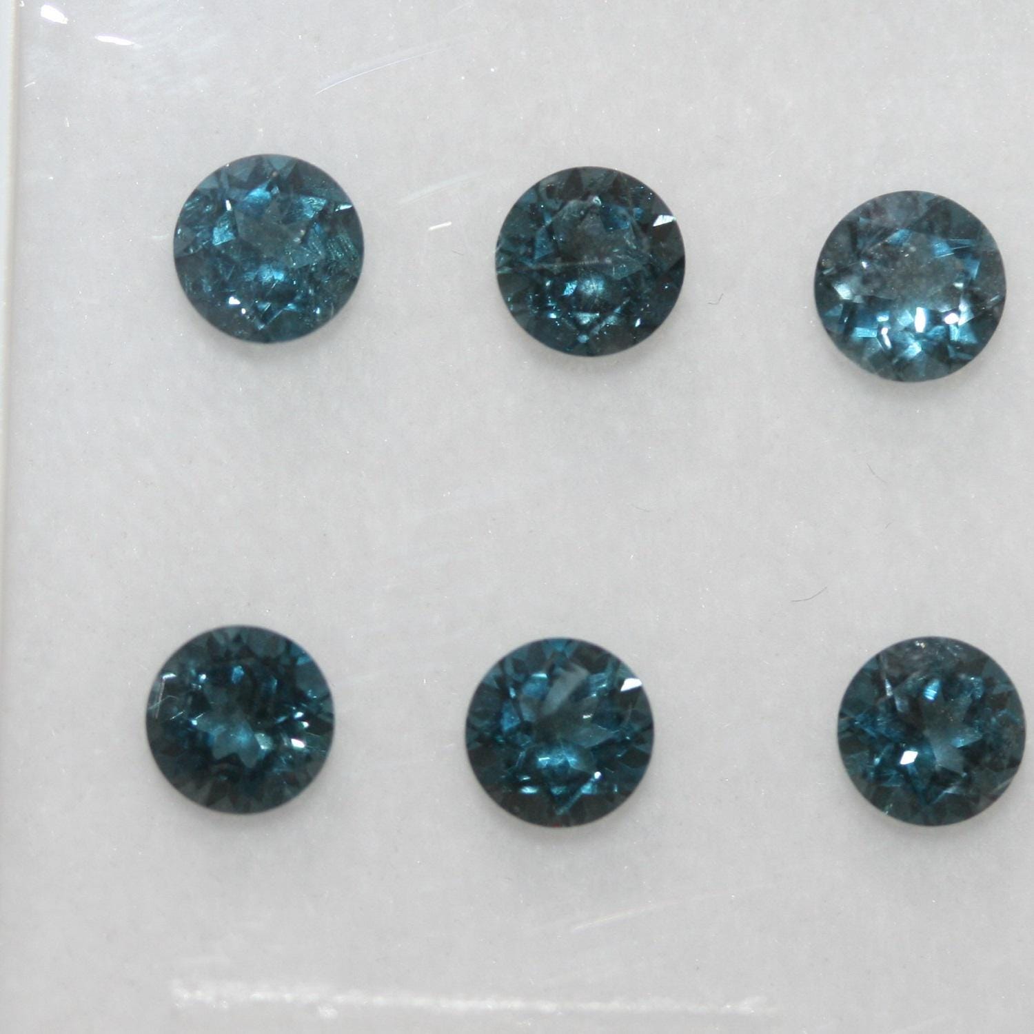 Lote de 6 topacios azules de Londres facetados y redondos de 5 mm (6 unidades)
