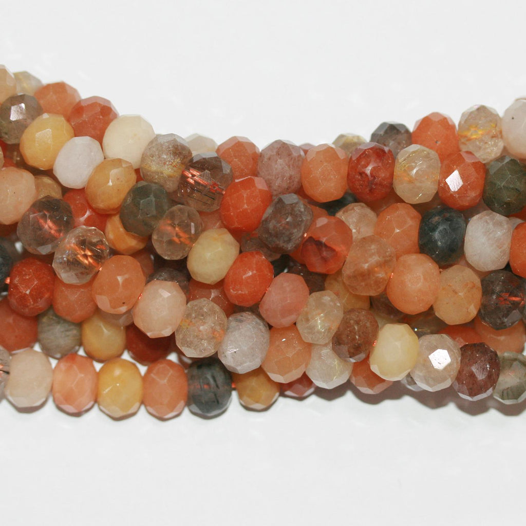 Perles rondelles à facettes en quartz rutile St 14" 10x7mm.-Rig 37cm.