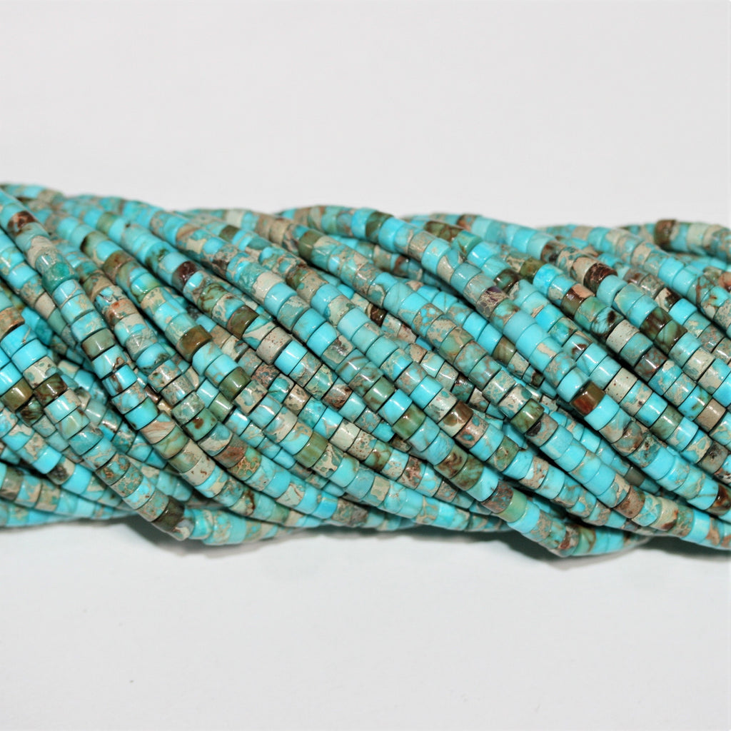 Cuentas Rondelle lisas de color turquesa St. de 16" de 4 x 2 mm - Hilo de 41 cm.