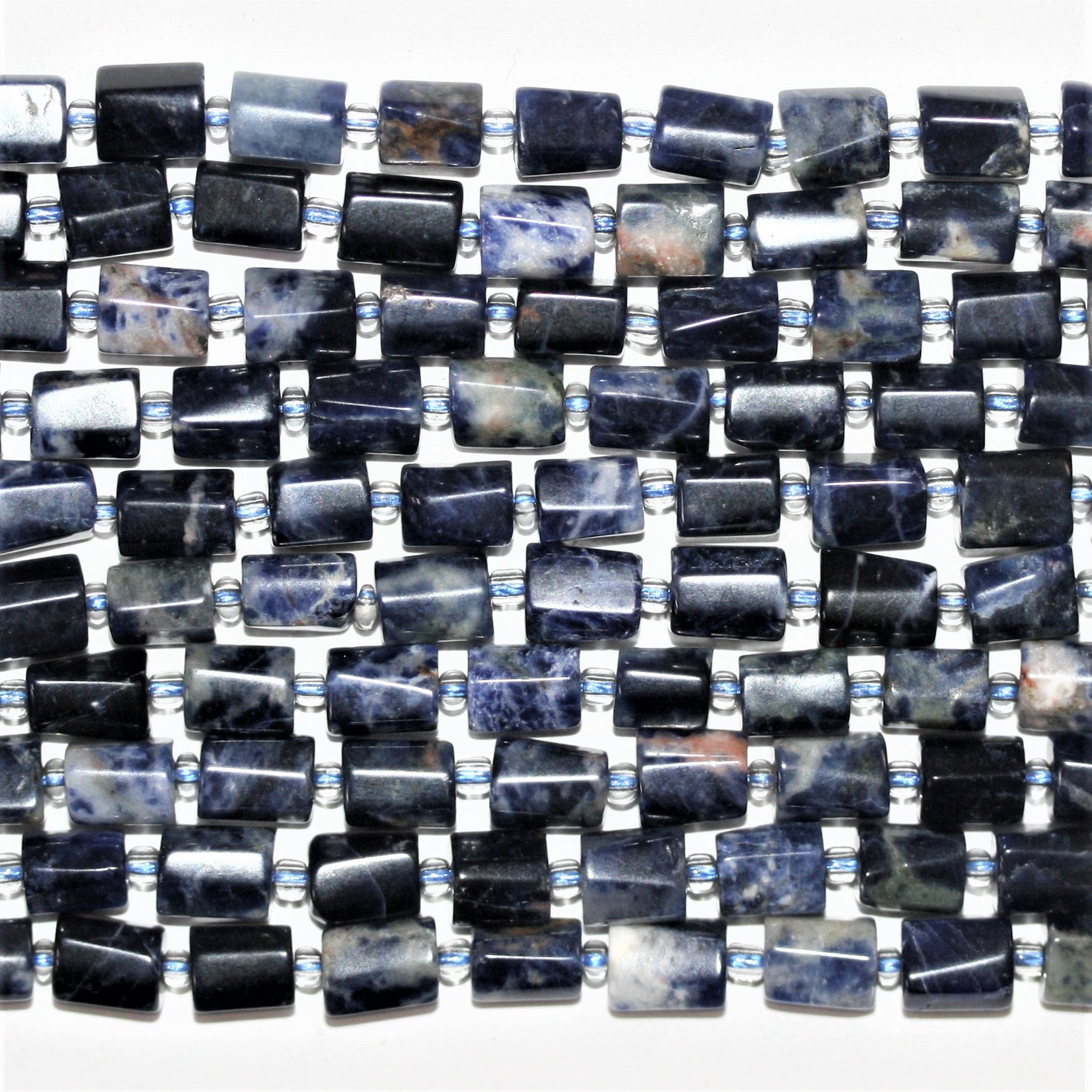 Cuentas de barril liso de sodalita de 16", 10 x 7 mm. Aprox. - Hilo de 40 cm.