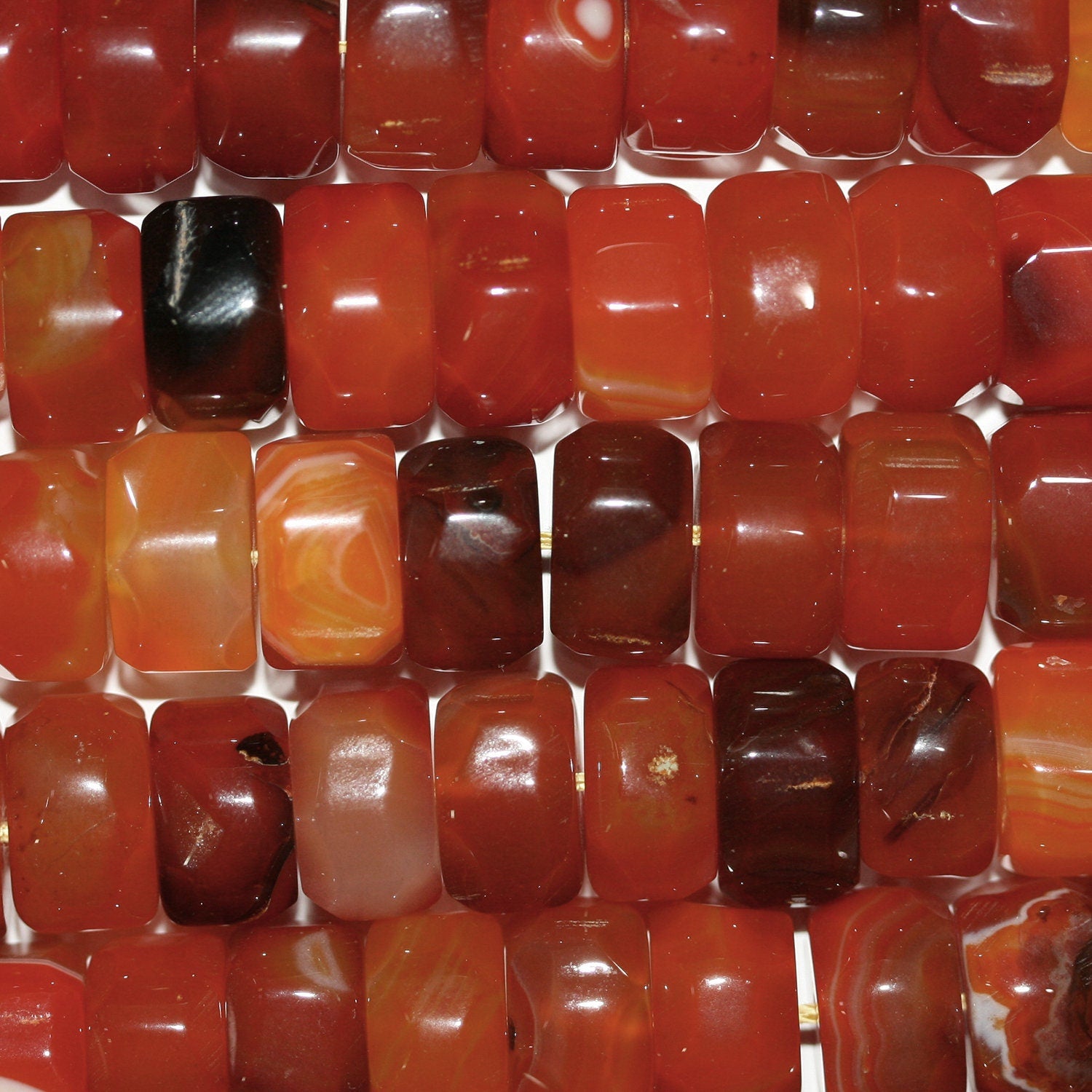 Perles rondelles à facettes en agate orange de 15 pouces, 15 x 9 mm. - Fil de 38 cm.