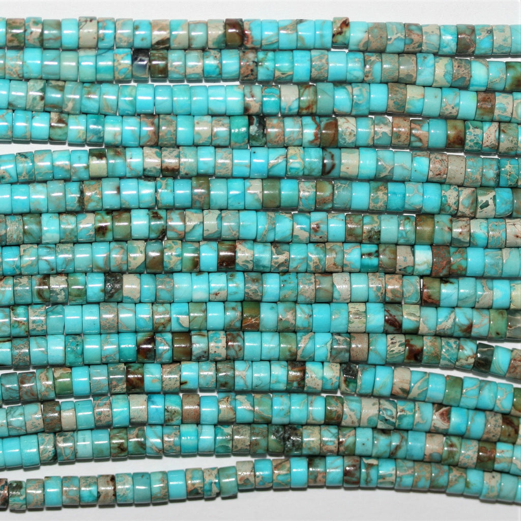 Cuentas Rondelle lisas de color turquesa St. de 16" de 4 x 2 mm - Hilo de 41 cm.