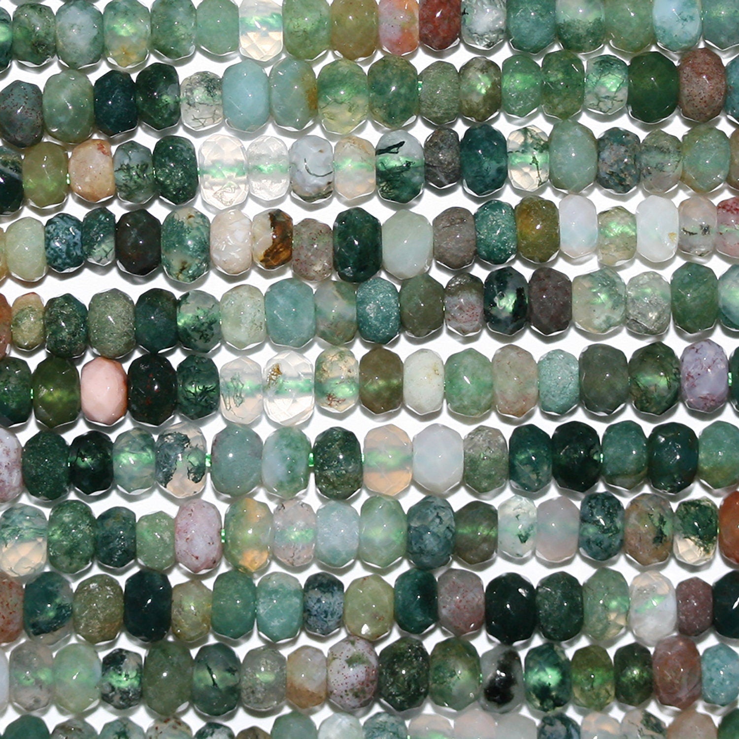 Perles rondelles à facettes en agate indienne St, 4 x 3 mm, 15 pouces (38 cm) - Fil de 39 cm