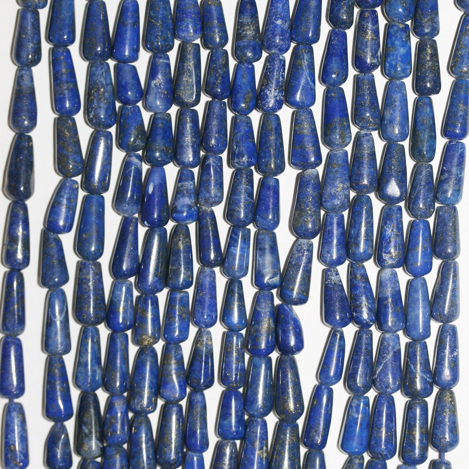 14" St Lapis Lazuli Smooth Drop Beads 12x6mm.Approx.-Strand 37cm.