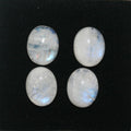 4 cabochons ovales lisses en pierre de lune 10x8mm.- (4 pièces)