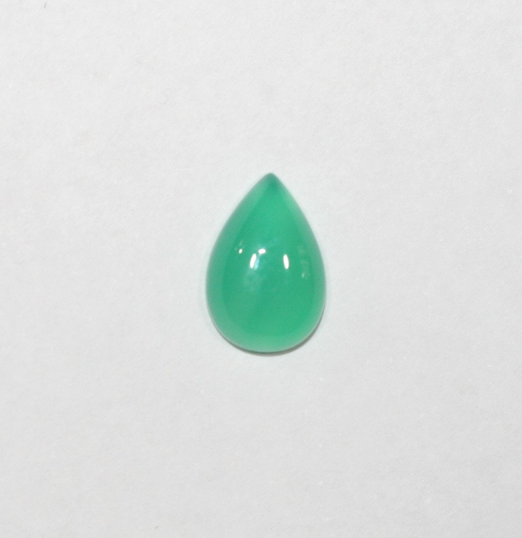 10Pcs Green Agate Drop Cabochon 12X8mm. (10 Pcs).
