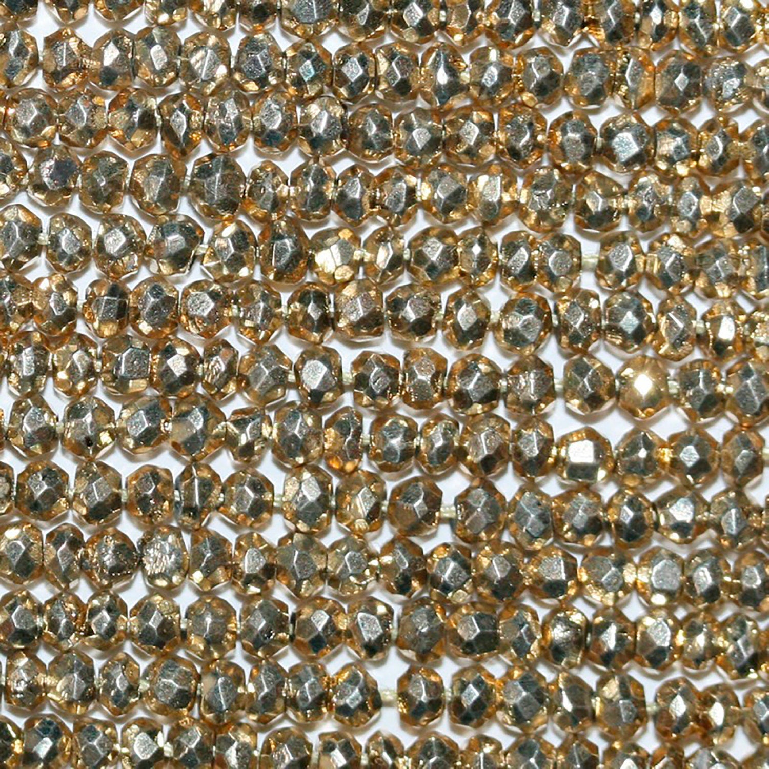 13" St Gold Pyrite Faceted Rondelle 2.5x1.5mm.-Strand 34cm