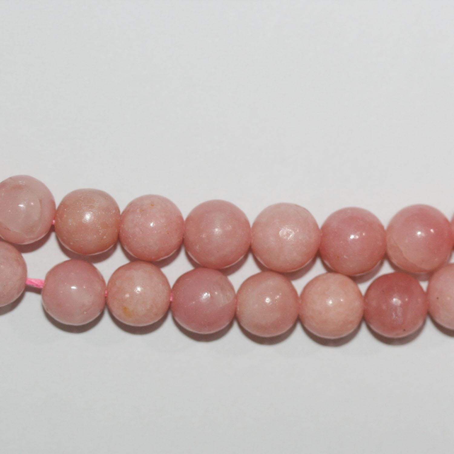 Cuentas redondas lisas de ópalo rosa de 16" (12 mm) - Hilo de 40 cm