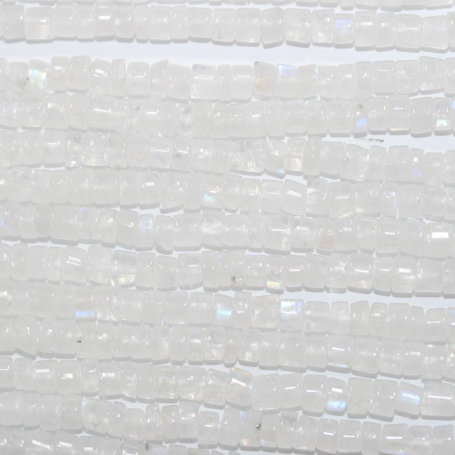 12" St Moonstone Smooth Rondelle Beads 4x2mm.-Strand 32mm.-Item11596