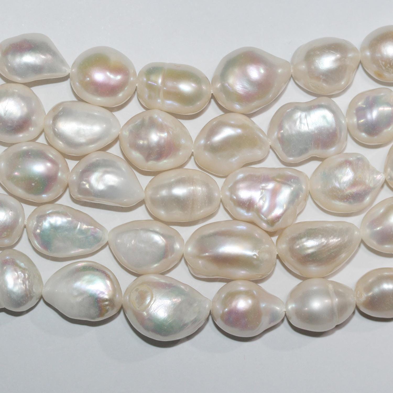 Perles baroques d'eau douce St 16" (environ 15-20 x 10 mm) - Collier de 40 cm - Perles naturelles à prix de gros