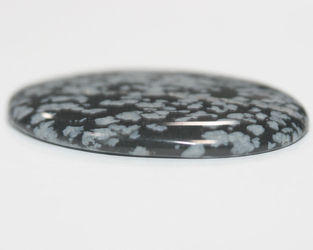 Big Oval Snowflake Obsidian Cabochon 41.6x26mm  41.31 ct- Designer Cabochon Natural Stone
