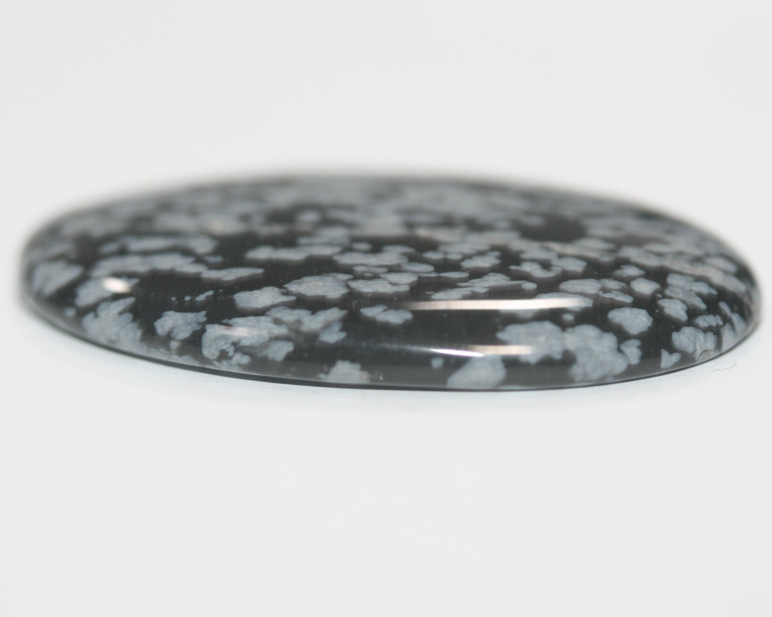 Big Oval Snowflake Obsidian Cabochon 41.6x26mm  41.31 ct- Designer Cabochon Natural Stone
