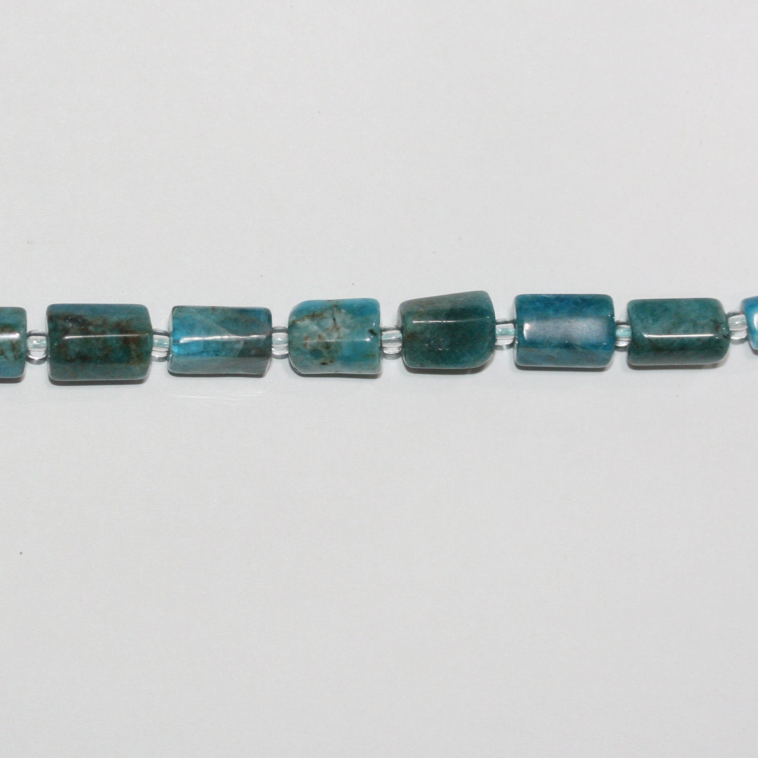 Cuentas de barril irregulares lisas de apatita azul St. de 16", 10 x 6 mm, longitud aprox. 40 cm de tira.