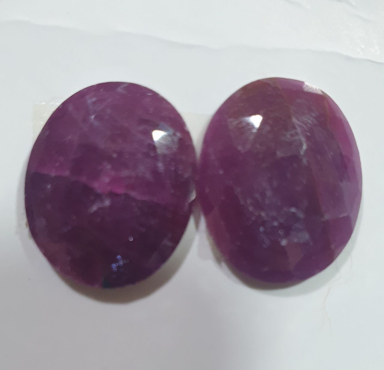 1 Matching Pair Natural Ruby Oval Rose Cut Faceted Flat Cabochon 17x14mm - Untreated Ruby- African Ruby